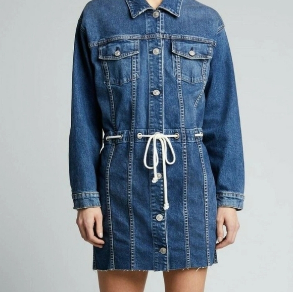 HUDSON Denim Button-Up Dress with Drawstring Waist - Picture 2 of 16